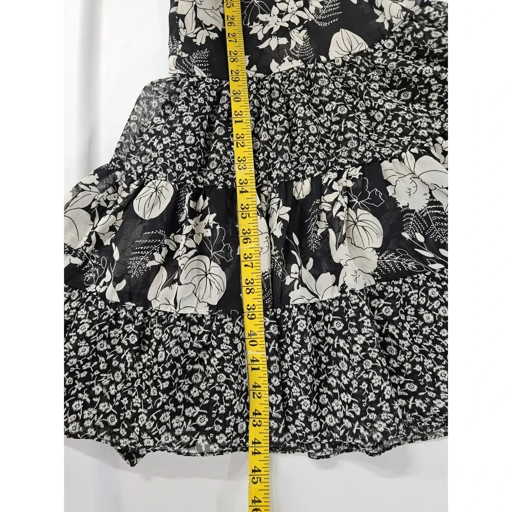 MSK Sheer Tiered Midi Dress Womens Sz 12 Boho Feminine Flowy Hippie Dark Fairy